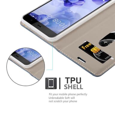 HTC U PLAY Plånboksfodral Skal (Blå)