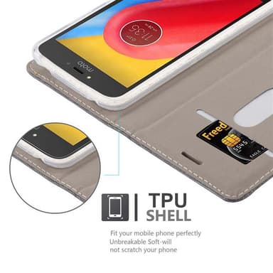 Motorola MOTO C PLUS Plånboksfodral Skal (Grå)