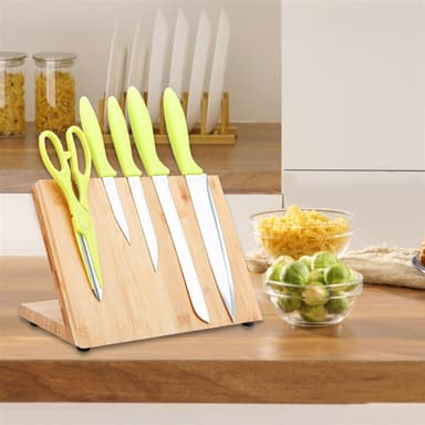 Magnetisk knivbräda Knivplatta Knivskiva i bambu (brun)