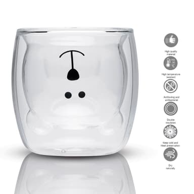 4x Kaffekopp Mugg Termoglas 230 ml Teglas Kaffeglas