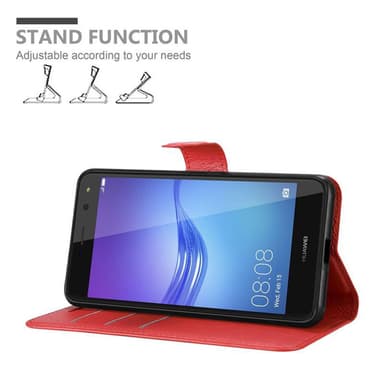 Huawei Y5 2017 / Y6 2017 Plånboksfodral Skal (Röd)