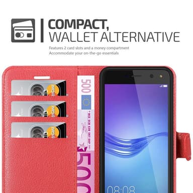 Huawei Y5 2017 / Y6 2017 Plånboksfodral Skal (Röd)