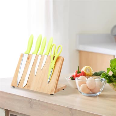Magnetisk knivbräda Knivplatta Knivskiva i bambu (brun)