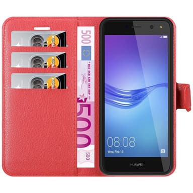 Huawei Y5 2017 / Y6 2017 Plånboksfodral Skal (Röd)
