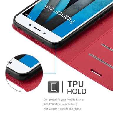 Honor 6A Plånboksfodral Skal (Röd)