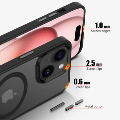 iPhone 15 PLUS Skal Fodral kompatibel MagSafe (Svart)