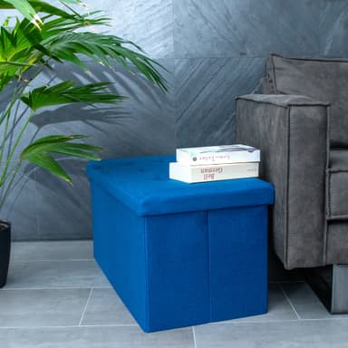 Hopfällbar Sittpall 76x38x38 cm Fotstöd (blå)