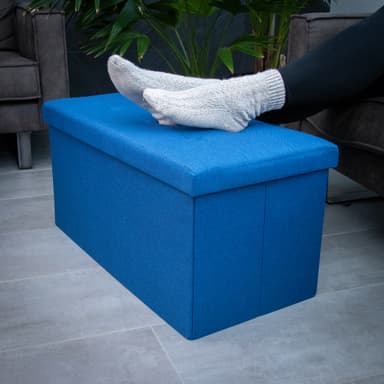 Hopfällbar Sittpall 76x38x38 cm Fotstöd (blå)