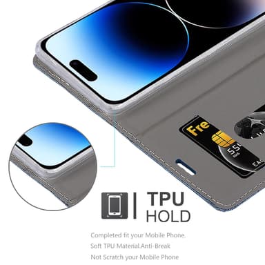 iPhone 14 PRO Plånboksfodral Skal (Blå)