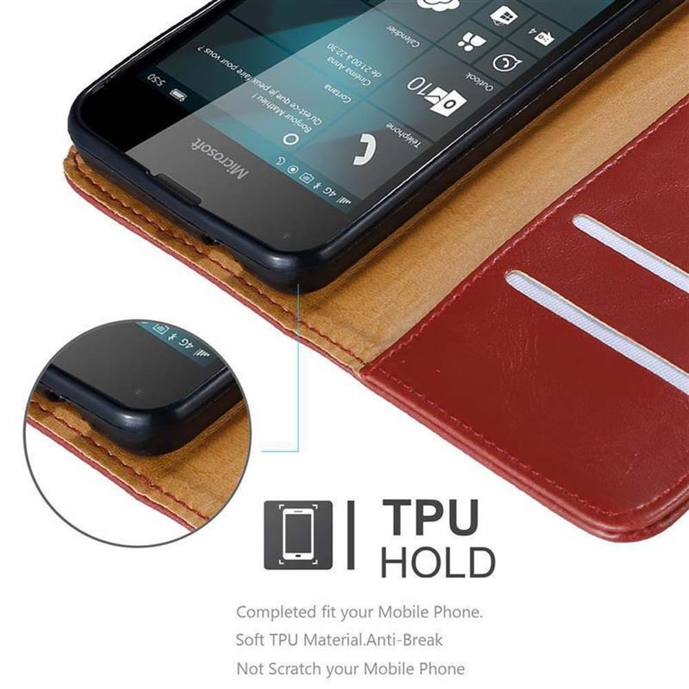 Nokia Lumia 550 Plånboksfodral Skal (Röd)