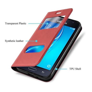 Samsung Galaxy J1 2015 Plånboksfodral Skal (Röd)