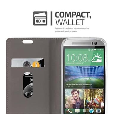 HTC ONE M8 Plånboksfodral Skal (Grå)
