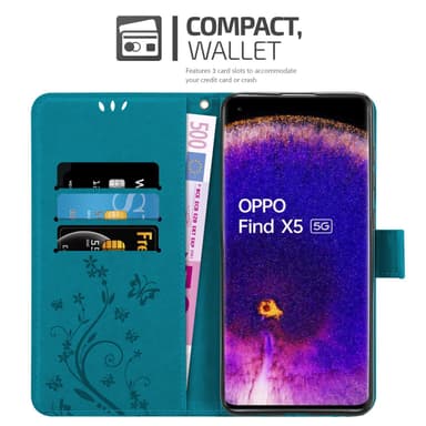 Oppo FIND X5 Plånboksfodral Skal (Blå)