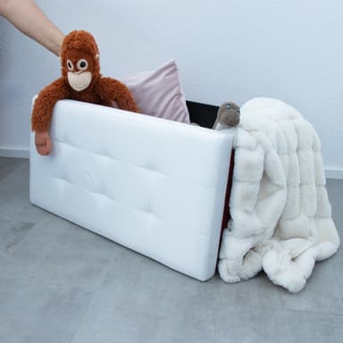 Hopfällbar Sittpall 76x38x38 cm Fotstöd (vit )