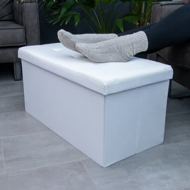 Hopfällbar Sittpall 76x38x38 cm Fotstöd (vit )
