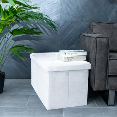 Hopfällbar Sittpall 76x38x38 cm Fotstöd (vit )