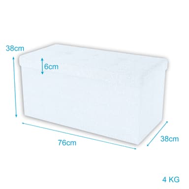 Hopfällbar Sittpall 76x38x38 cm Fotstöd (vit )
