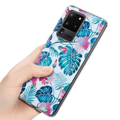 Samsung Galaxy S20 ULTRA Fodral Skal Blommor (Vit)