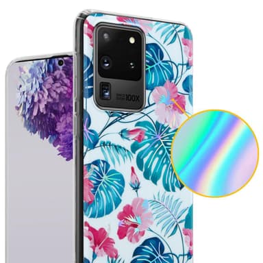 Samsung Galaxy S20 ULTRA Fodral Skal Blommor (Vit)