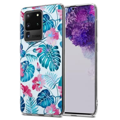 Samsung Galaxy S20 ULTRA Fodral Skal Blommor (Vit)