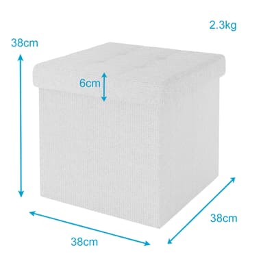 Hopfällbar Sittpall 38x38x38 cm Fotstöd (weiß)