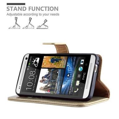 HTC ONE M7 Plånboksfodral Skal (Brun)