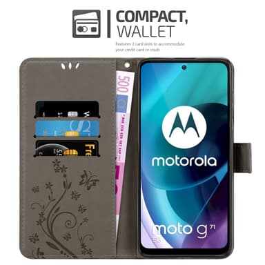 Motorola MOTO G71 5G Plånboksfodral Skal (Grå)
