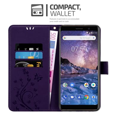 Nokia 7 PLUS Plånboksfodral Skal (Lila)
