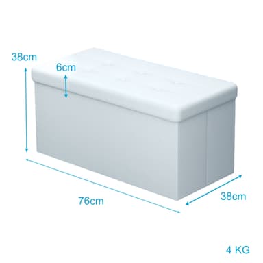 Hopfällbar bänk 78x38x38 cm Sittpall Sittkub (vit)