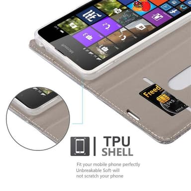 Nokia Lumia 540 Plånboksfodral Skal (Grå)