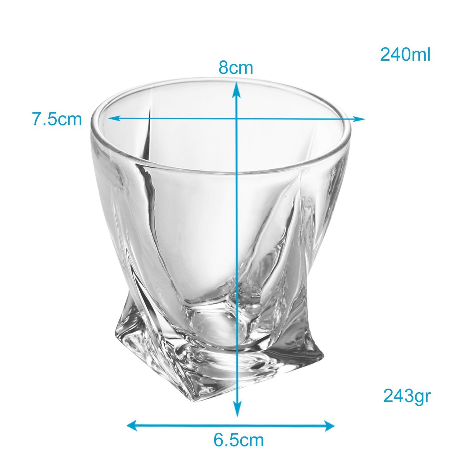 4x Whiskyglas Old Fashioned Whiskey Kristallglas