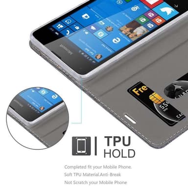 Nokia Lumia 550 Plånboksfodral Skal (Grå)