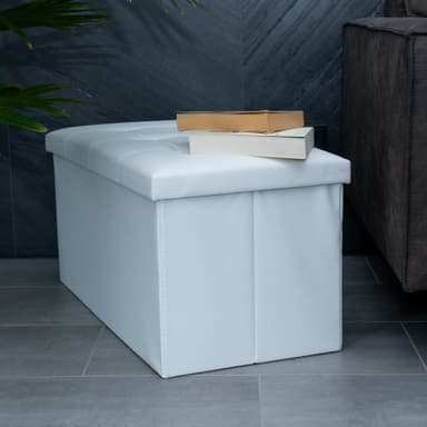 Hopfällbar bänk 78x38x38 cm Sittpall Sittkub (vit)