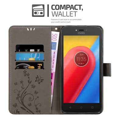 Motorola MOTO C Plånboksfodral Skal (Grå)