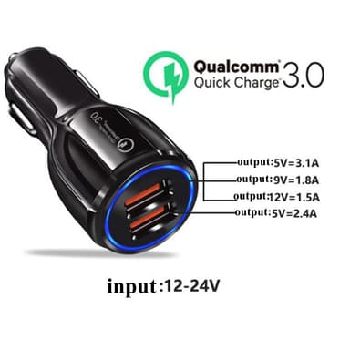 Biladdare 2-Port Dual USB Charging Adapter 3.0