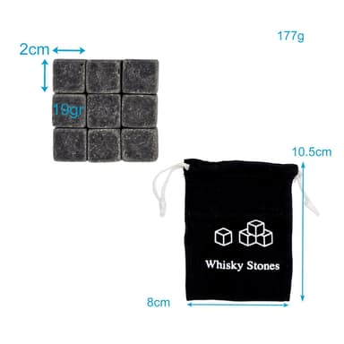 Whiskeystenar 9x iskuber kylstenar Kylkuber (grå)