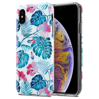 iPhone XS MAX Fodral Skal Blommor (Vit)