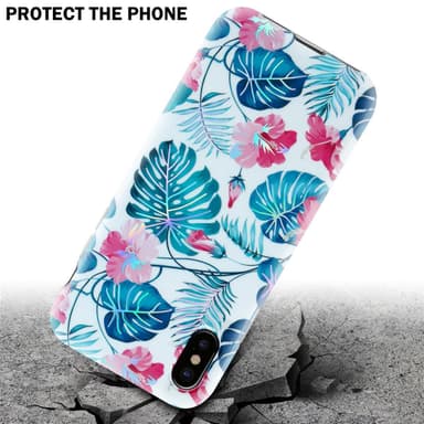 iPhone XS MAX Fodral Skal Blommor (Vit)