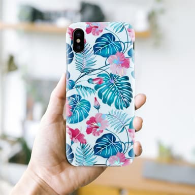 iPhone XS MAX Fodral Skal Blommor (Vit)