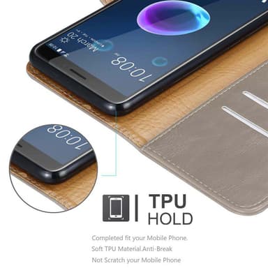 HTC Desire 12 Plånboksfodral Skal (Brun)