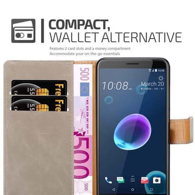 HTC Desire 12 Plånboksfodral Skal (Brun)