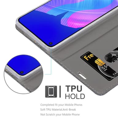 Huawei P40 LITE E Plånboksfodral Skal (Grå)
