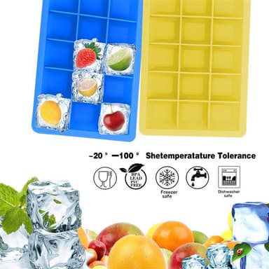2x Isterningformar Iskubs låda Iskubbrickor Set (Gul)