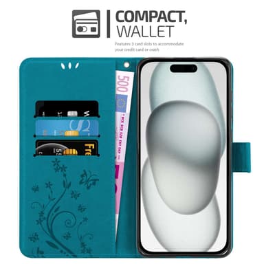 iPhone 15 Plånboksfodral Skal (Blå)