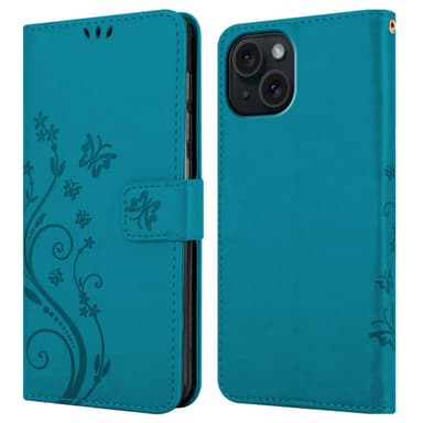 iPhone 15 Plånboksfodral Skal (Blå)