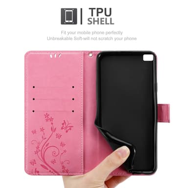 Huawei P8 Plånboksfodral Skal (Rosa)