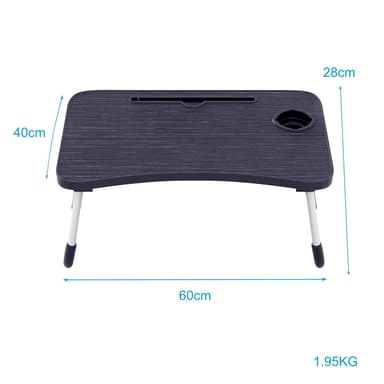Utfällbart laptopbord med måtten 60 x 40 x 28cm (Svart)
