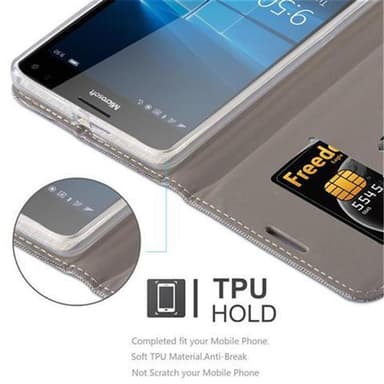 Nokia Lumia 950 XL Plånboksfodral Skal (Grå)