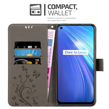 Realme 6 4G / 6s Plånboksfodral Skal (Grå)