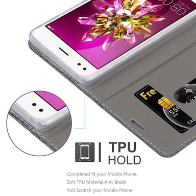 Huawei Enjoy 7 Plånboksfodral Skal (Grå)